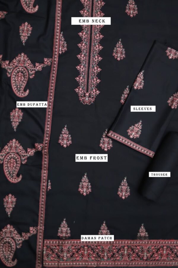 Bareeze 3Pc Embroidered Dhanak Suit - Image 3